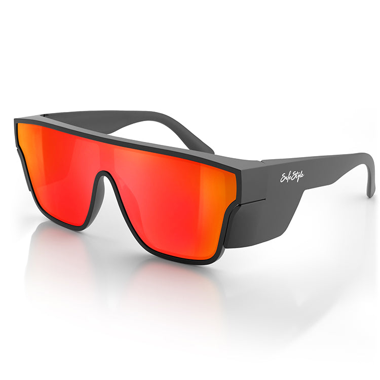 SafeStyle Primes Matte Black Frame Reflectors Coloured Lens Safety Glasses